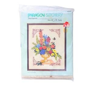 Rare 1978 Vintage Paragon Stitchery Floral Imperiale Crewel Emroidery Kit